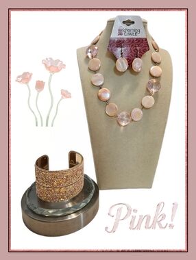 Charming Charlie Pink Glass Jewelry Set